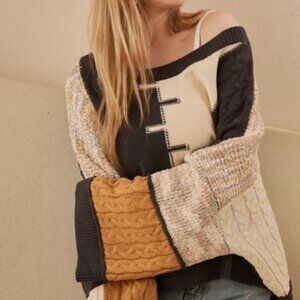 Mello DISCOUNT Patchwork Knit Colorblock Sweater